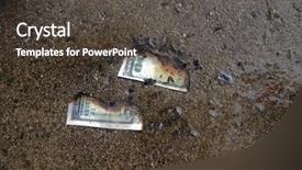  Presentation with the money hundred - Slides featuring one million dollars - burned money on the ground background and a  colored foreground
