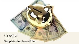  Presentation with piggy bank - Slides featuring one million dollars - genuine golden piggy bank isolated background and a blonde colored foreground