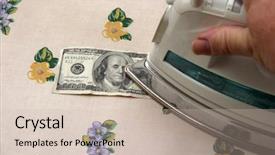  Presentation with money laundering - PPT theme having one million dollars - ironing money money laundering background and a soft green colored foreground