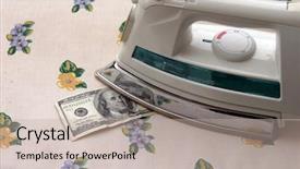  Presentation with money laundering - Cool new PPT theme with one million dollars - ironing money money laundering backdrop and a mint green colored foreground