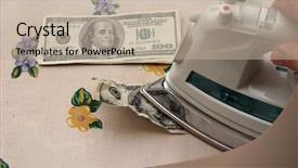  Presentation with money laundering - Slide set consisting of one million dollars - ironing money money laundering background and a mint green colored foreground