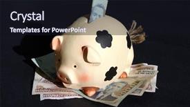  Presentation with banking bank vault door - Theme consisting of one million dollars - piggy bank with mexican money background and a wine colored foreground