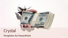  Presentation with cash - PPT layouts having one million dollars - pile o cash a human background and a lemonade colored foreground