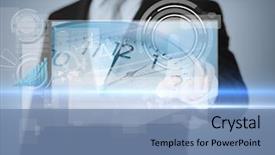  Presentation with blue green future tech business - Colorful presentation enhanced with background with exponential progressing curve backdrop and a gray colored foreground