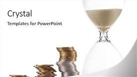  Presentation with minute - Amazing theme having one minute - hourglass with coins isolated backdrop and a white colored foreground