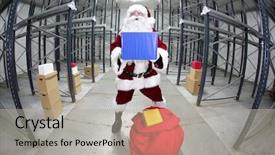  Presentation with santa - Colorful presentation enhanced with one minute - santa claus preparing for christmas backdrop and a mint green colored foreground