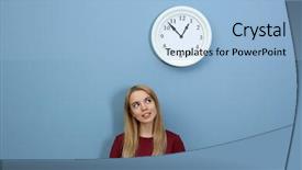  Presentation with clock - Audience pleasing presentation theme consisting of one minute - young young beautiful woman backdrop and a light blue colored foreground