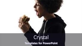  Presentation with hamburger - PPT theme having one-mixed-race-african-young background and a wine colored foreground