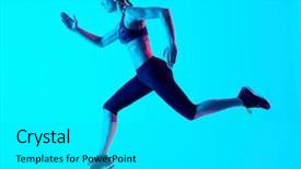  Presentation with health woman running female runner - Cool new presentation theme with one mixed races woman runner backdrop and a white colored foreground