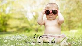  Presentation with baby sitting - Presentation theme featuring one month old - baby girl in summer dress background and a yellow colored foreground