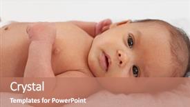  Presentation with baby prematuro - Presentation design having one month with open eye background and a coral colored foreground