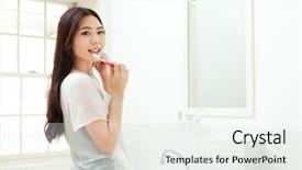  Presentation with brush - Amazing theme having one more - beautiful young woman brush her backdrop and a white colored foreground