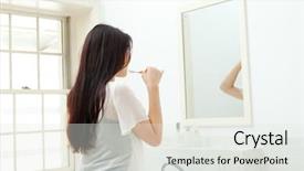  Presentation with lactation young woman breastfeeding - PPT layouts consisting of one more - beautiful young woman brush her background and a white colored foreground