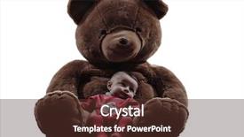  Presentation with baby bear - Audience pleasing PPT theme consisting of one new born baby posing with teddy bear silhouette on white background backdrop and a tawny brown colored foreground