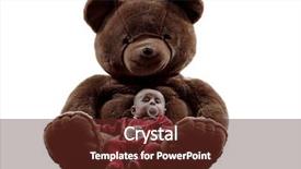  Presentation with baby bear - Beautiful PPT theme featuring one new born baby posing with teddy bear silhouette on white background backdrop and a tawny brown colored foreground