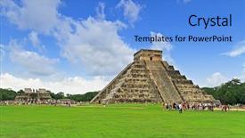  Presentation with pyramid - Slides with one of 7 new wonders background and a light blue colored foreground