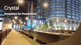  Presentation with chicago - PPT theme enhanced with one of bridge in downtown background and a wine colored foreground