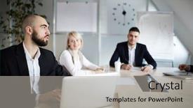  Presentation with simple and elegant - Beautiful presentation theme featuring one of colleagues at meeting backdrop and a light gray colored foreground