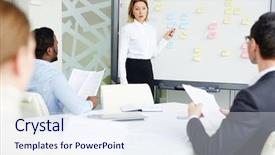  Presentation with employer benefits - Cool new presentation theme with one of colorful sticky notepaper backdrop and a sky blue colored foreground