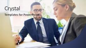  Presentation with empowerment of employees - Amazing presentation design having one of employees at meeting backdrop and a lemonade colored foreground