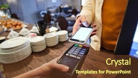  Presentation with cafe - PPT theme featuring one of guests of cafe background and a tawny brown colored foreground