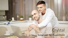  Presentation with movie - Presentation theme enhanced with one-of-guys-embracing background and a soft green colored foreground