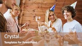  Presentation with happy birthday - Presentation design featuring one of happy girls telling background and a  colored foreground