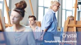  Presentation with school clip arts - Amazing presentation theme having one of lessons in art backdrop and a  colored foreground