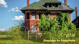  Presentation with detroit - Slide set featuring one of the many streets in the center of detroit michigan with abandoned houses background and a tawny brown colored foreground