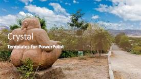  Presentation with wood sculpture - PPT theme with one-of-the-soapstone-statue background and a coral colored foreground