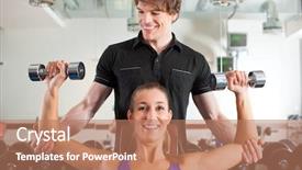  Presentation with asian exercise trainer - Colorful slide deck enhanced with one of them is personal backdrop and a coral colored foreground