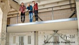  Presentation with architects - Colorful presentation theme enhanced with one-of-three-young-architects backdrop and a mint green colored foreground