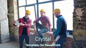  Presentation with new ideas - Audience pleasing presentation theme consisting of one-of-three-young-enfineers backdrop and a ocean colored foreground