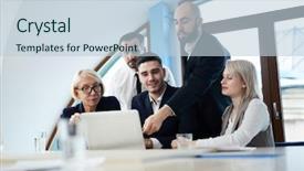  Presentation with team discussion marketing - PPT theme enhanced with one of traders or analysts background and a  colored foreground