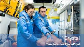  Presentation with pulse - Colorful slide deck enhanced with one-of-two-paramedics-checking backdrop and a teal colored foreground