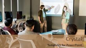  Presentation with smartwatch - Slide deck enhanced with one-of-two-young-designers background and a coral colored foreground