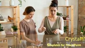  Presentation with making soap - Audience pleasing slide deck consisting of one-of-two-young-females backdrop and a tawny brown colored foreground
