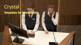  Presentation with hotel - Audience pleasing presentation theme consisting of one-of-two-young-hotel backdrop and a tawny brown colored foreground