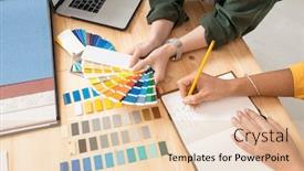  Presentation with new order - Colorful slide set enhanced with one-of-young-female-designers backdrop and a lemonade colored foreground