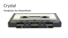  Presentation with 80s disco old audio cassette - Presentation theme enhanced with one old audio the cartridge background and a  colored foreground