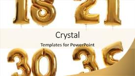  Presentation with balloons - Cool new slides with one one - golden birthday balloons isolated backdrop and a blonde colored foreground