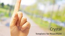  Presentation with human righst - PPT layouts with one one - human hand pointing outdoor background and a coral colored foreground