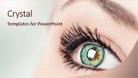  Presentation with eye care - Colorful presentation theme enhanced with one open green eye ophthalmology backdrop and a lemonade colored foreground