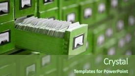  Presentation with archive - Beautiful PPT theme featuring one opened card drawer database backdrop and a tawny brown colored foreground