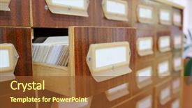  Presentation with library orientation - Slide deck having one opened drawer in library background and a tawny brown colored foreground