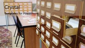  Presentation with old - Presentation design consisting of one opened drawer in library background and a coral colored foreground