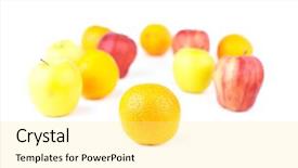  Presentation with orange fruit - Cool new PPT theme with one orange inf focus and fruit mix blurred backdrop and a blonde colored foreground
