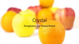  Presentation with orange fruit - PPT layouts consisting of one orange inf focus and fruit mix blurred background and a yellow colored foreground