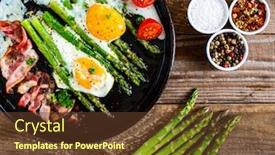  Presentation with green plate - Slide set with one-pen-breakfast-sunny-side background and a tawny brown colored foreground