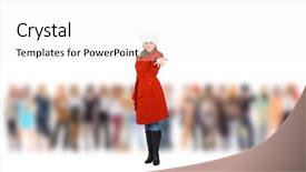  Presentation with crowd - PPT layouts with one person company - crowd blurred background business background and a  colored foreground